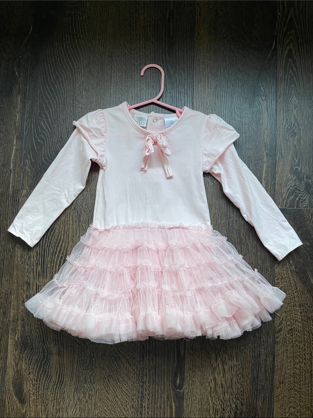 FAO Soft Pink Bow Neck Baby Dress